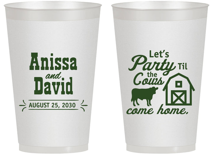 Personalized Wedding 14 oz Frosted Cups - Party Til The Cows Come Home | 222