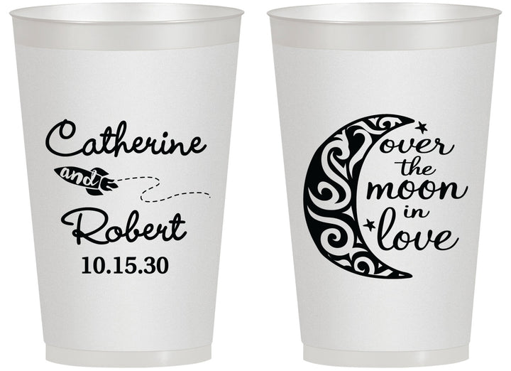 Personalized Wedding 14 oz Frosted Cups - Over The Moon In Love | 224