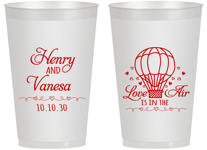 Personalized Wedding 14 oz Frosted Cups - Hot Air Balloon | 225
