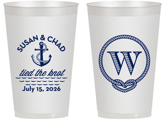 Personalized Wedding 14 oz Frosted Cups - Monogram Nautical | 226