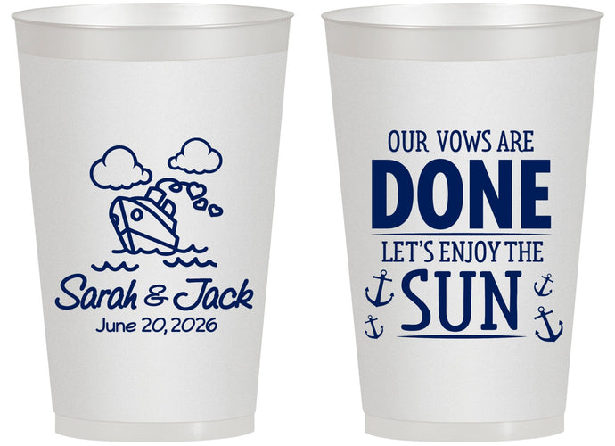 Personalized Wedding 14 oz Frosted Cups - Vows Are Done Cruise | 229