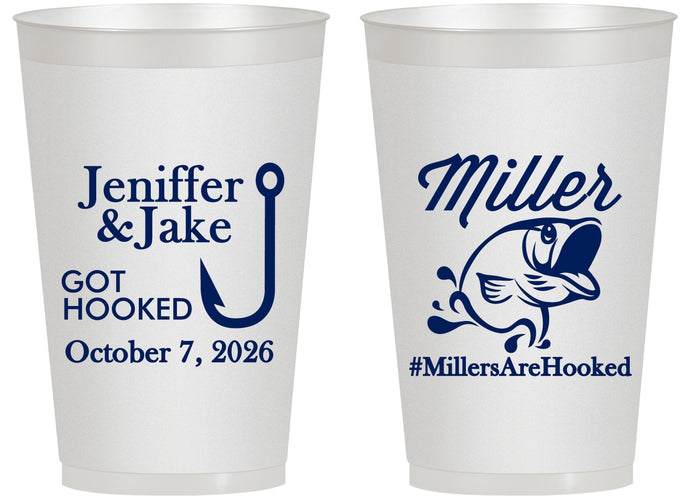Personalized Wedding 14 oz Frosted Cups - Got Hook Fish | 230
