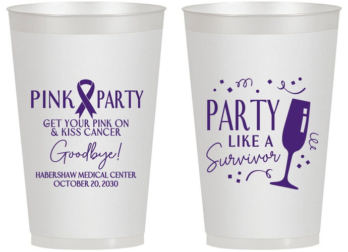 Personalized Awareness 14 oz Frosted Cups - Pink Party | 230000