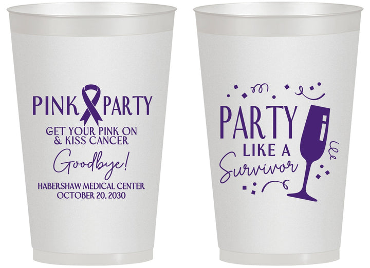 Personalized Awareness 14 oz Frosted Cups - Pink Party | 230000