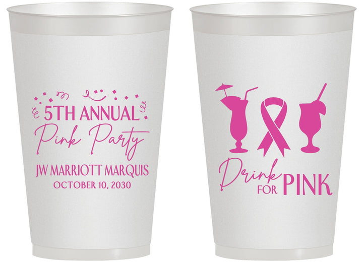 Personalized Awareness 14 oz Frosted Cups - Drink For Pink | 230001