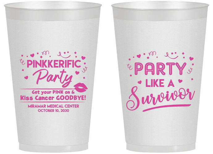 Personalized Awareness 14 oz Frosted Cups - Party Like A Survivor | 230003