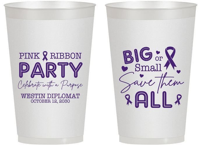 Personalized Awareness 14 oz Frosted Cups - Pink Ribbon | 230004