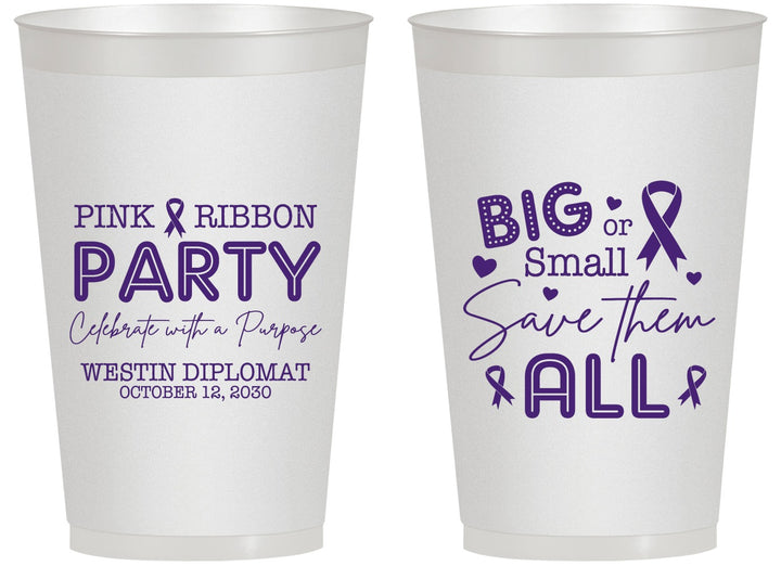 Personalized Awareness 14 oz Frosted Cups - Pink Ribbon | 230004