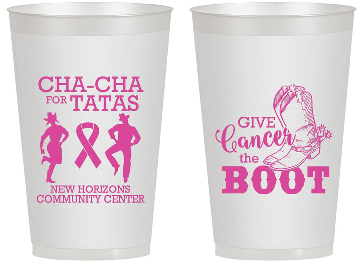 Personalized Awareness 14 oz Frosted Cups - Give Cancer A Boot | 230011