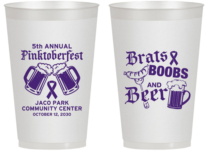Personalized Awareness 14 oz Frosted Cups - Brats Boobs Beer | 230012