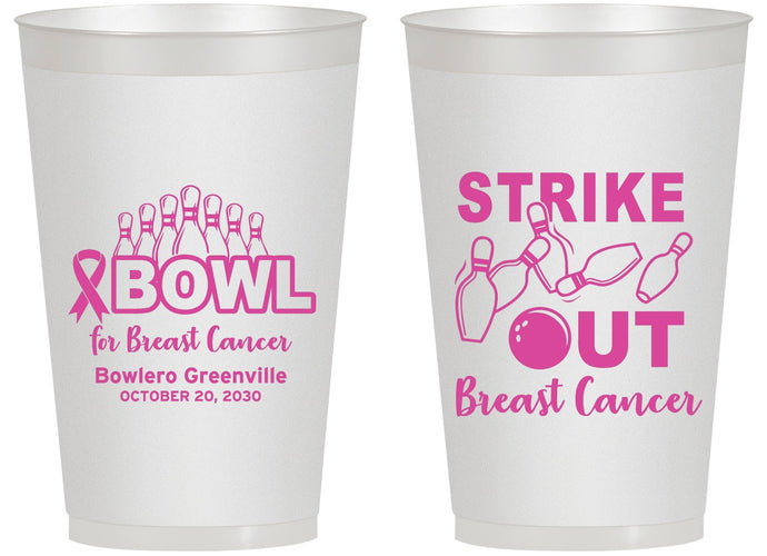 Personalized Awareness 14 oz Frosted Cups - Bowling Strike Out | 230015
