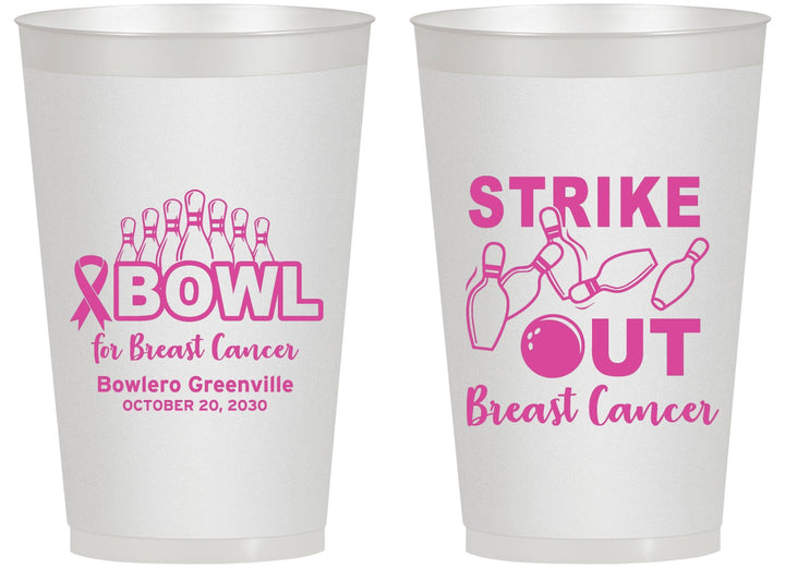 Personalized Awareness 14 oz Frosted Cups - Bowling Strike Out | 230015