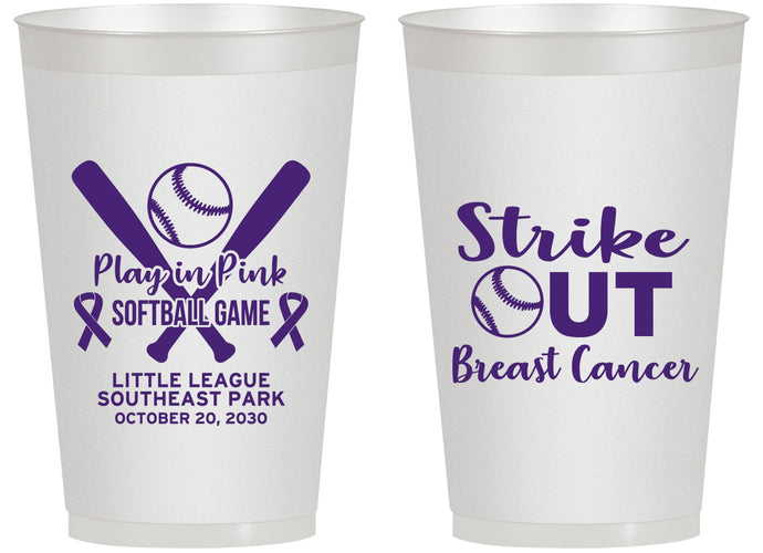 Personalized Awareness 14 oz Frosted Cups - Baseball Strick Out | 230016