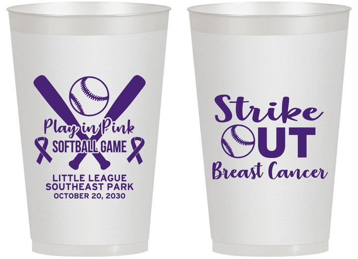 Personalized Awareness 14 oz Frosted Cups - Baseball Strick Out | 230016