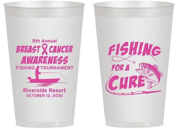 Personalized Awareness 14 oz Frosted Cups - Fishing For A Cure | 230018