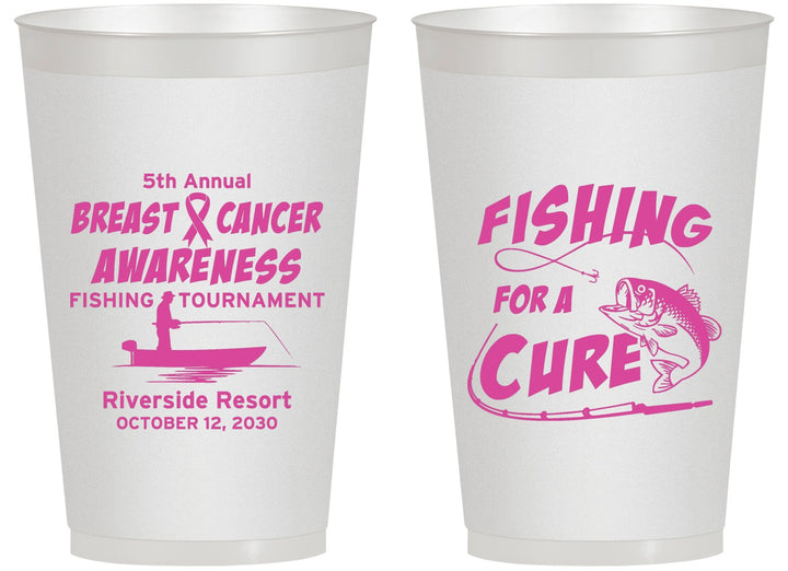 Personalized Awareness 14 oz Frosted Cups - Fishing For A Cure | 230018