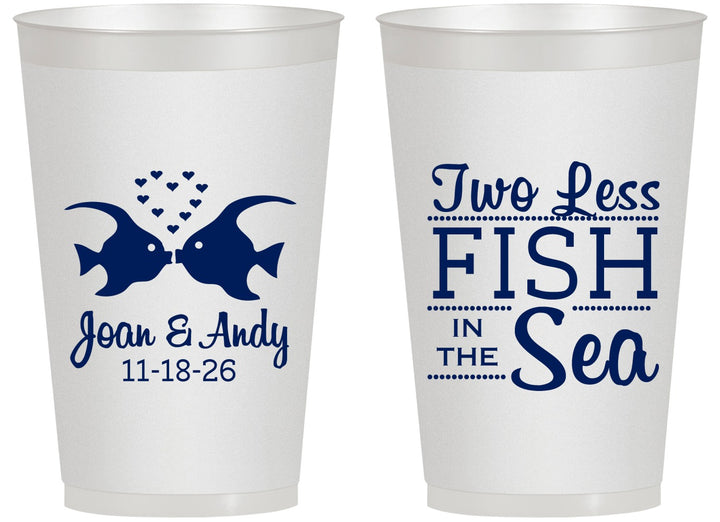 Personalized Wedding 14 oz Frosted Cups - Two Less Fish In The Sea | 231