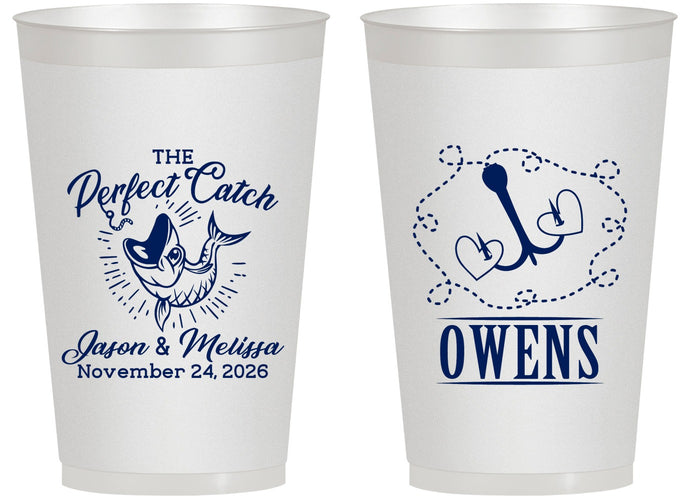 Personalized Wedding 14 oz Frosted Cups - The Perfect Catch | 232