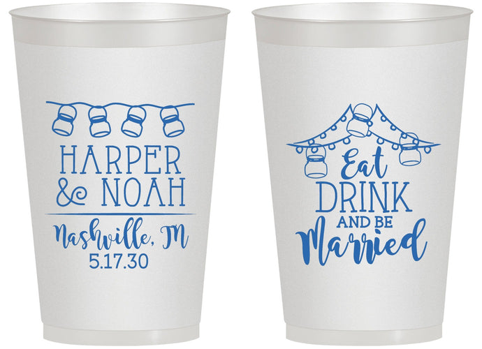 Personalized Wedding 14 oz Frosted Cups - Eat Drink Be Married | 235