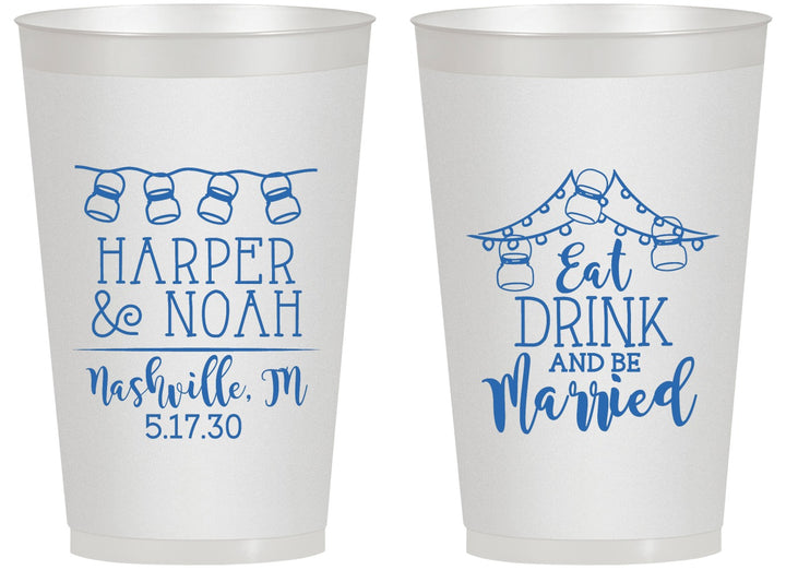 Personalized Wedding 14 oz Frosted Cups - Eat Drink Be Married | 235