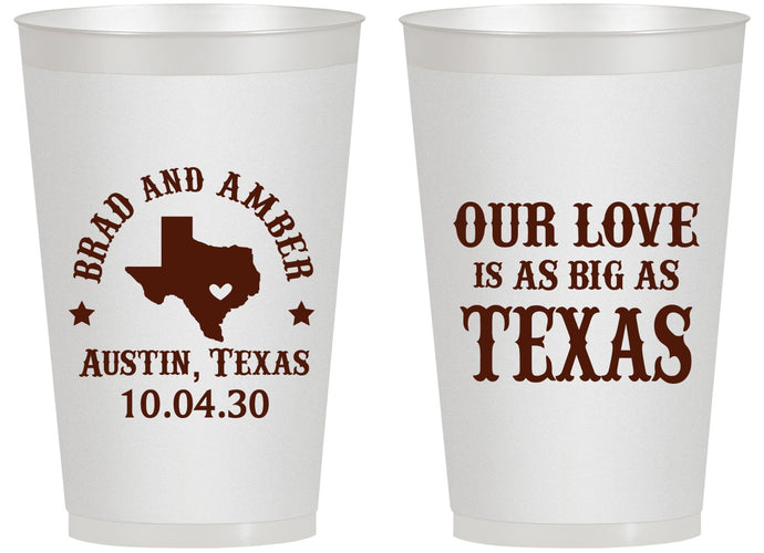 Personalized Wedding 14 oz Frosted Cups - Our Love Is As Big As Texas | 236