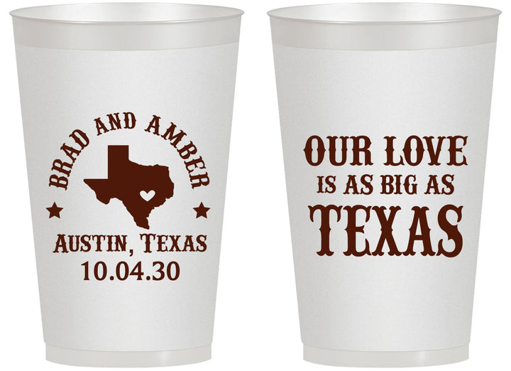 Personalized Wedding 14 oz Frosted Cups - Our Love Is As Big As Texas | 236
