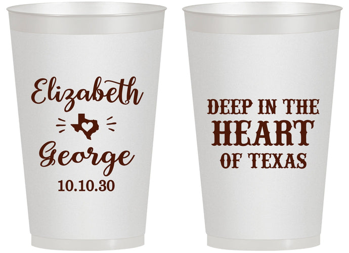 Personalized Wedding 14 oz Frosted Cups - Deep In The Heart Of Texas | 237