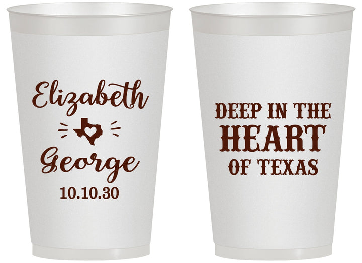 Personalized Wedding 14 oz Frosted Cups - Deep In The Heart Of Texas | 237
