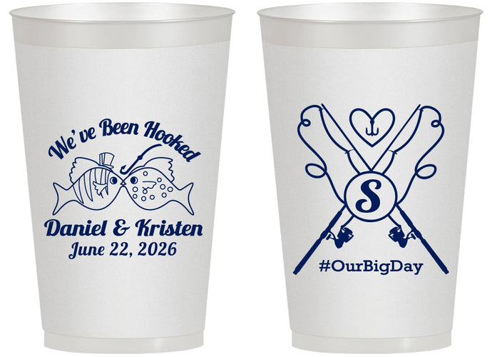 Personalized Wedding 14 oz Frosted Cups - Been Hooked Fishing | 238