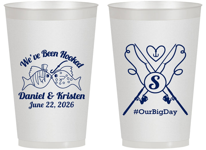 Personalized Wedding 14 oz Frosted Cups - Been Hooked Fishing | 238