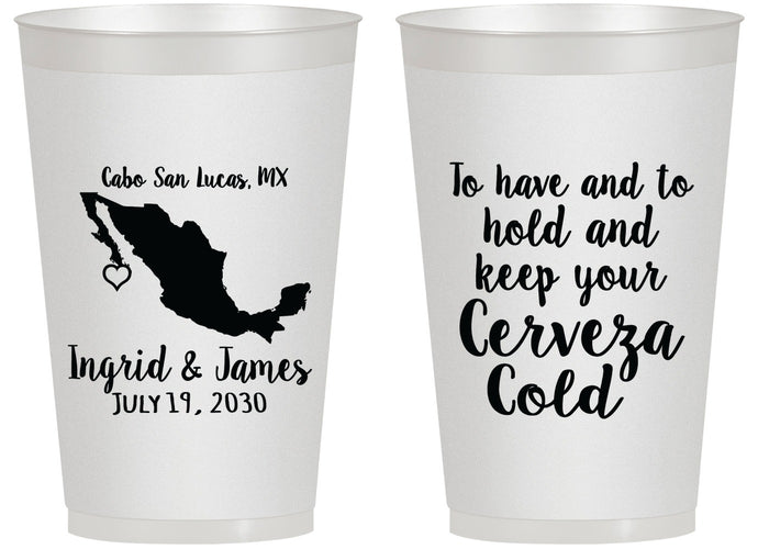 Personalized Wedding 14 oz Frosted Cups - Cerveza Mexico | 240