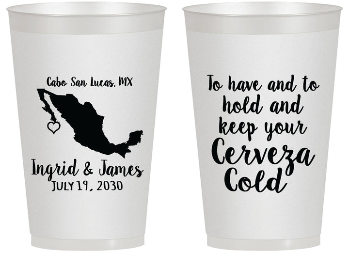 Personalized Wedding 14 oz Frosted Cups - Cerveza Mexico | 240