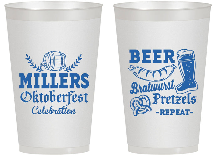 Personalized Oktoberfest 14 oz Frosted Cups - Bratwurst Pretzels | 240007