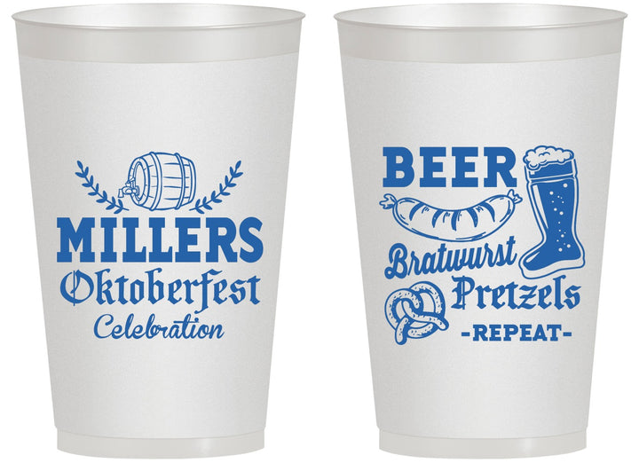 Personalized Oktoberfest 14 oz Frosted Cups - Bratwurst Pretzels | 240007
