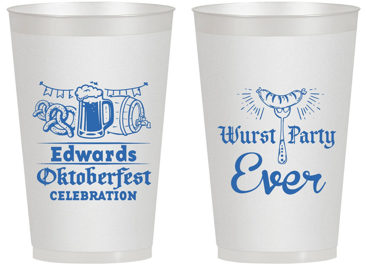 Personalized Oktoberfest 14 oz Frosted Cups - Wurst Party Ever | 240008