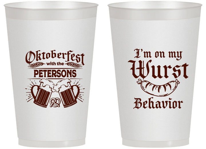 Personalized Oktoberfest 14 oz Frosted Cups - Wurst Behavior | 240010