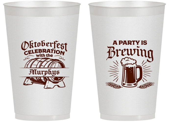 Personalized Oktoberfest 14 oz Frosted Cups - Beer Keg | 240014
