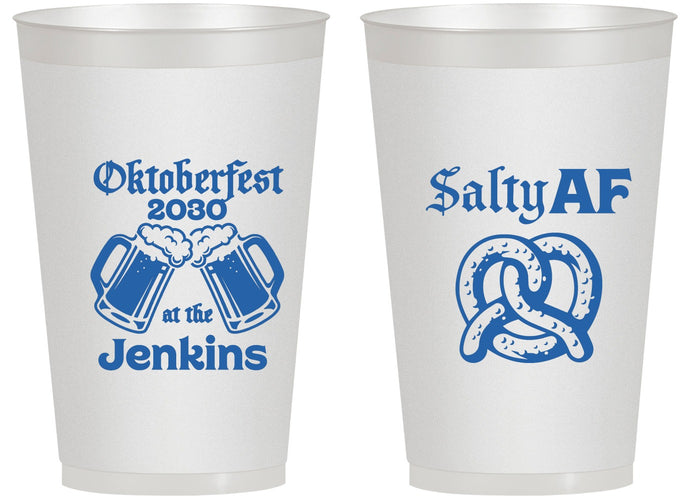 Personalized Oktoberfest 14 oz Frosted Cups - Pretzel Salty Af | 240015