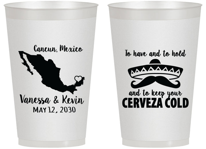 Personalized Wedding 14 oz Frosted Cups - Cerveza Mexico | 241