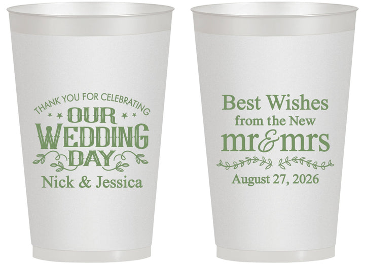 Personalized Wedding 14 oz Frosted Cups - Best Wishes Mr And Mrs | 242