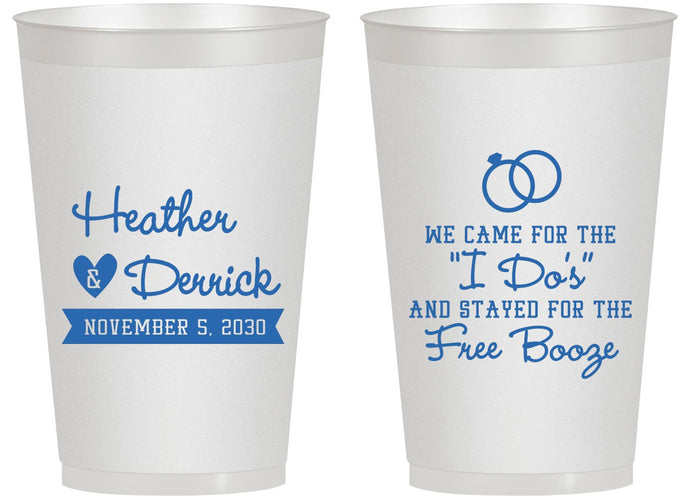 Personalized Wedding 14 oz Frosted Cups - I Do Free Booze | 243