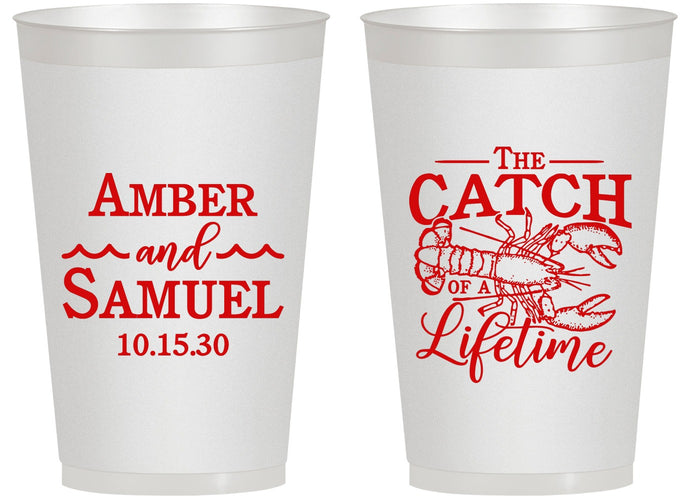 Personalized Wedding 14 oz Frosted Cups - Catch Of A Lifetime Lobster | 245