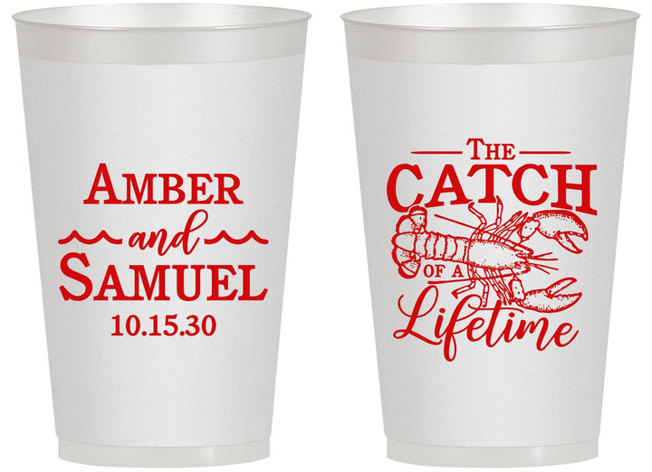 Personalized Wedding 14 oz Frosted Cups - Catch Of A Lifetime Lobster | 245