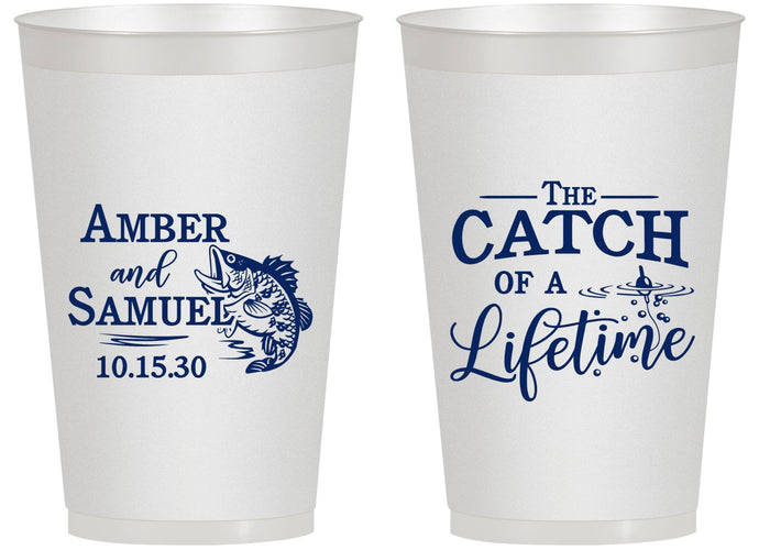 Personalized Wedding 14 oz Frosted Cups - Catch Of A Lifetime Fish | 246