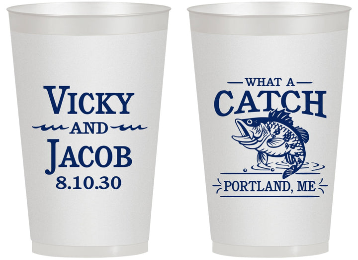 Personalized Wedding 14 oz Frosted Cups - What A Catch Fish | 247