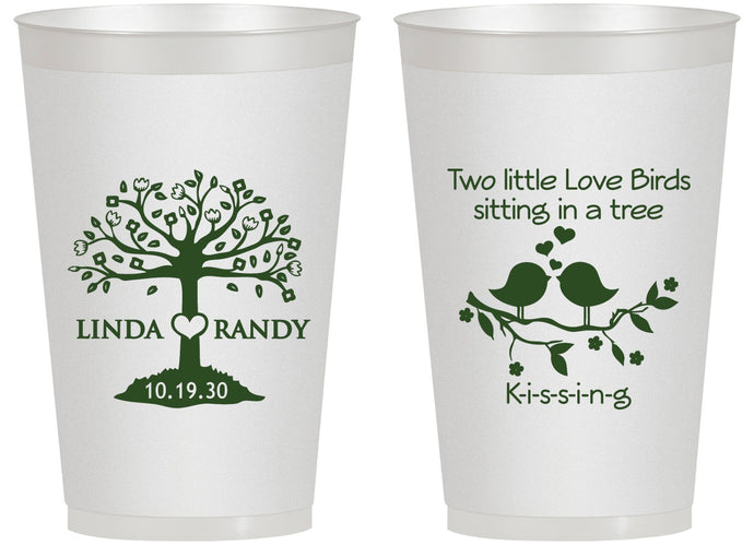 Personalized Wedding 14 oz Frosted Cups - Two Little Love Birds | 249
