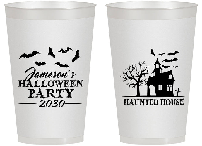 Personalized Halloween 14 oz Frosted Cups - Haunted House | 250006