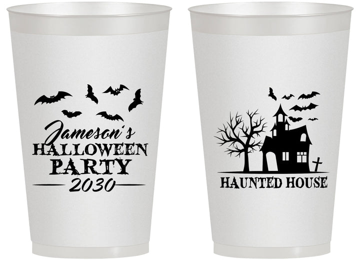 Personalized Halloween 14 oz Frosted Cups - Haunted House | 250006