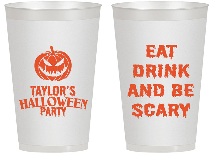Personalized Halloween 14 oz Frosted Cups - Scary Pumpkin | 250008