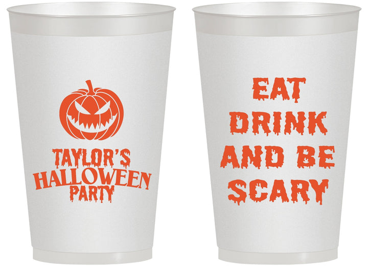 Personalized Halloween 14 oz Frosted Cups - Scary Pumpkin | 250008